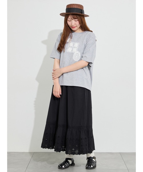 Samansa Mos2（サマンサ モスモス）の「【販路限定】裾レース切替ギャザースカート（スカート・レディース・オフホワイト/ブラック/ミント・F）」の9枚目の写真