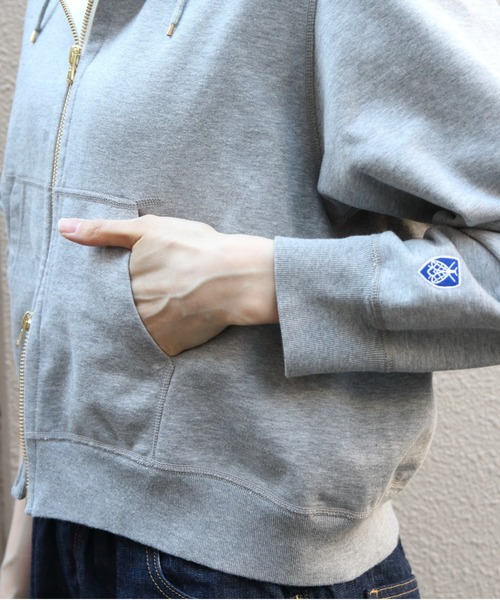 ORCIVAL（オーシバル）の「ORCIVAL/オーシバル　フレンチテリージップフーディ　FRENCH TERRY ZIP HOODIE　OR-C0562 FWZ（パーカー・レディース・クリーム/ヘザーグレー・2）」の4枚目の写真
