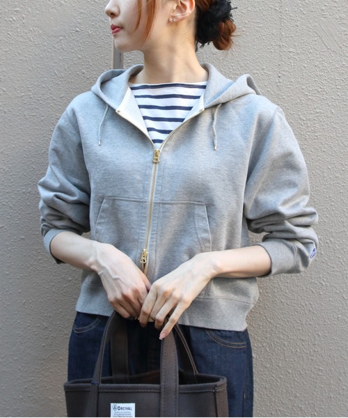 ORCIVAL（オーシバル）の「ORCIVAL/オーシバル　フレンチテリージップフーディ　FRENCH TERRY ZIP HOODIE　OR-C0562 FWZ（パーカー・レディース・クリーム/ヘザーグレー・2）」の5枚目の写真