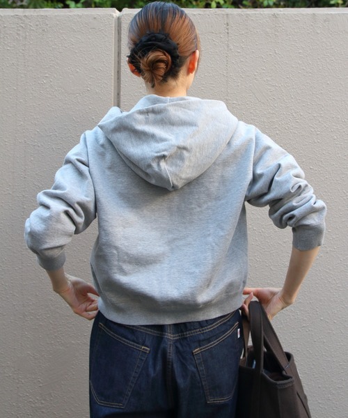 ORCIVAL（オーシバル）の「ORCIVAL/オーシバル　フレンチテリージップフーディ　FRENCH TERRY ZIP HOODIE　OR-C0562 FWZ（パーカー・レディース・クリーム/ヘザーグレー・2）」の7枚目の写真