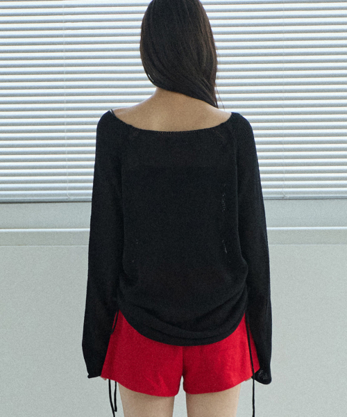 RENSE(レンセ)の「Side Shirring Boat Neck Knit Black(ニット/セーター・レディース・その他・OS)」の2枚目の写真