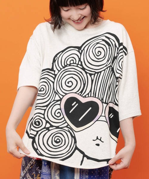 ScoLar（スカラー）の「162728：サングラススカラーちゃん UVプリントTシャツ（Tシャツ/カットソー・レディース・オフホワイト/チャコールグレー・M）」の10枚目の写真