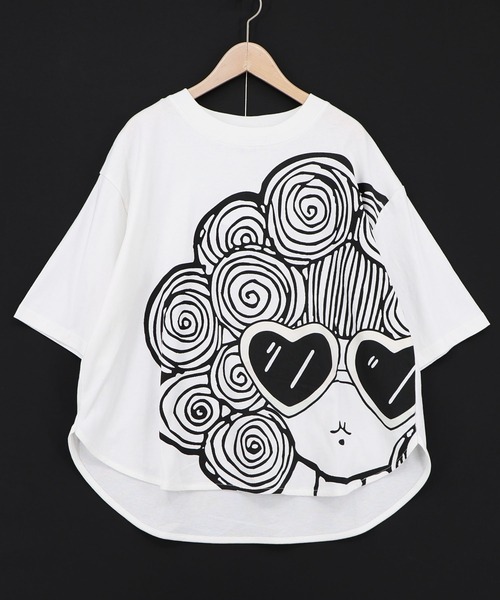ScoLar（スカラー）の「162728：サングラススカラーちゃん UVプリントTシャツ（Tシャツ/カットソー・レディース・オフホワイト/チャコールグレー・M）」の11枚目の写真
