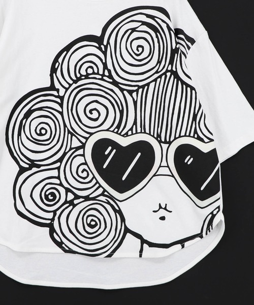 ScoLar（スカラー）の「162728：サングラススカラーちゃん UVプリントTシャツ（Tシャツ/カットソー・レディース・オフホワイト/チャコールグレー・M）」の12枚目の写真