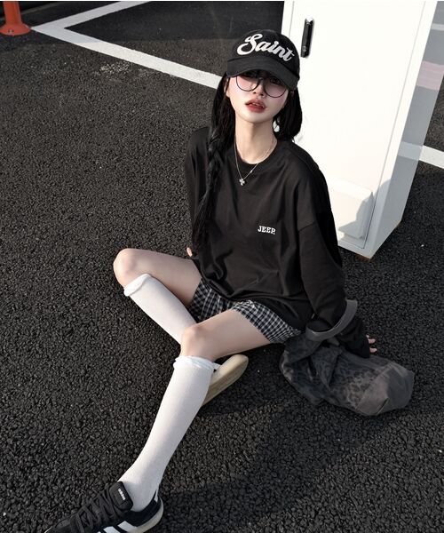 JEEP（ジープ）の「[2PACK] 16番手シングルベーシックビッグロゴロングスリーブTシャツ (JQ5TSU754BK)（Tシャツ/カットソー・レディース・ホワイト×ブラック/ブラック/ホワイト・LARGE/MEDIUM/SMALL/X-LARGE/2XL）」の18枚目の写真