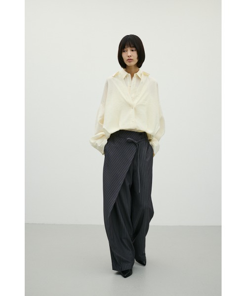 STYLEMIXER(スタイルミキサー)の「ベルト付きストライプラップパンツ(その他パンツ・レディース・ベージュ系その他/グレー系その他・SMALL/MEDIUM)」の4枚目の写真