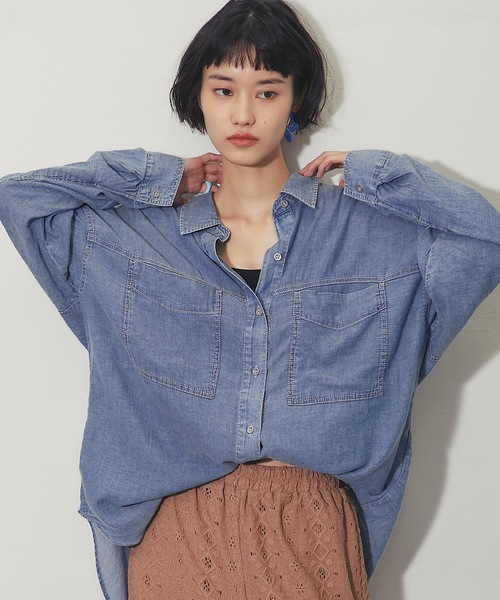 ANOTHER S（アナザーエス）の「シアーデニム裾2wayシャツ（Tシャツ/カットソー・レディース・ブラック/ブルー・FREE）」の20枚目の写真