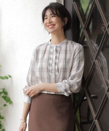 【WEB限定カラーあり】セルローストラディショナルチェック シャツブラウス