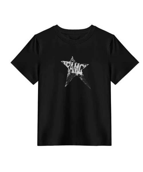 SHEPP(シープ)の「ダメージスタープリント コンパクトロゴTシャツ 半袖T(Tシャツ/カットソー・レディース・ネイビー/ブラック・L/M)」の5枚目の写真