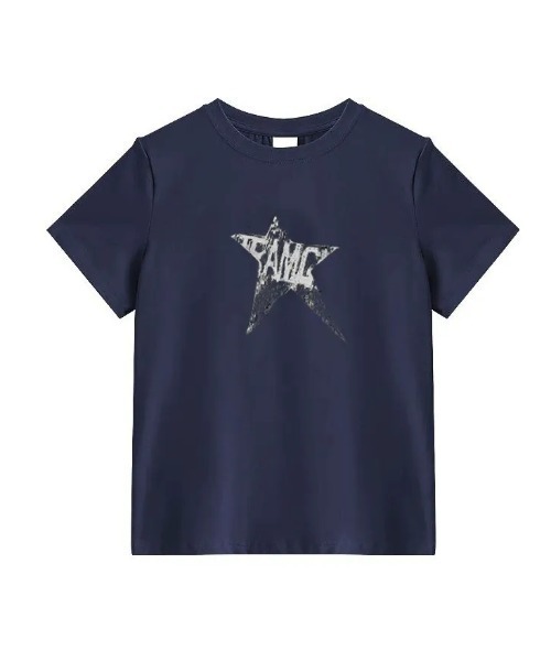 SHEPP(シープ)の「ダメージスタープリント コンパクトロゴTシャツ 半袖T(Tシャツ/カットソー・レディース・ネイビー/ブラック・L/M)」の6枚目の写真