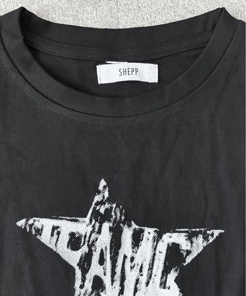 SHEPP(シープ)の「ダメージスタープリント コンパクトロゴTシャツ 半袖T(Tシャツ/カットソー・レディース・ネイビー/ブラック・L/M)」の12枚目の写真