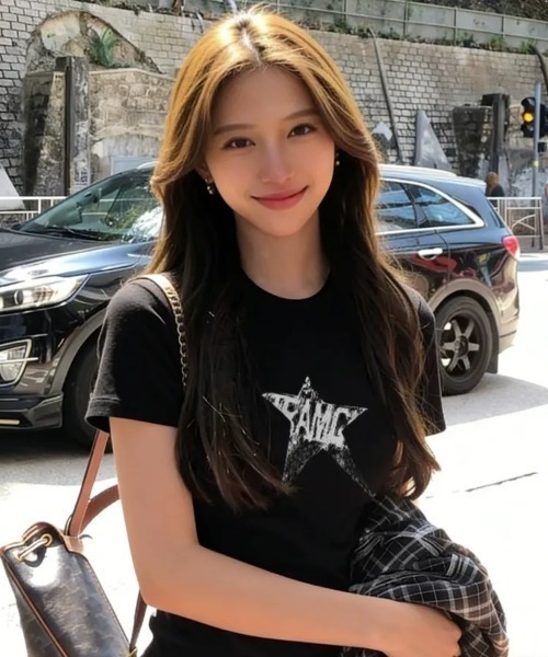 SHEPP(シープ)の「ダメージスタープリント コンパクトロゴTシャツ 半袖T(Tシャツ/カットソー・レディース・ネイビー/ブラック・L/M)」の15枚目の写真