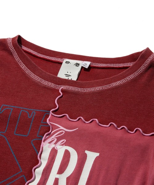 X-girl(エックスガール)の「FADED REMAKE STYLE L/S COMPACT TOP(Tシャツ/カットソー・レディース・バーガンディー/オリーブ・ONE SIZE)」の18枚目の写真