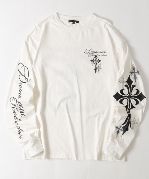 JOHN'S CLOSET(ジョンズクローゼット)の「【31】クロスプリント ロングスリーブTシャツ(Tシャツ/カットソー・メンズ・ブラック/ホワイト/ブラック系その他・MEDIUM/LARGE)」の11枚目の写真