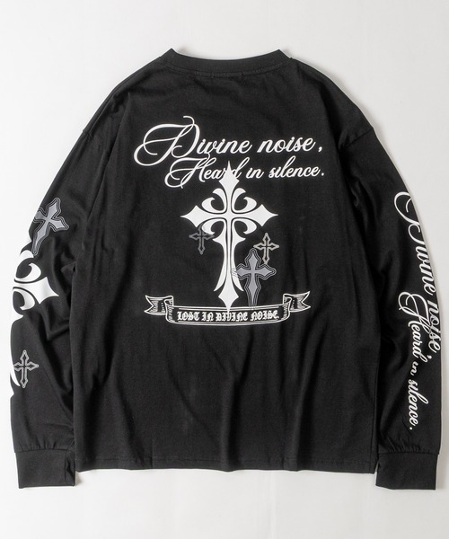 JOHN'S CLOSET(ジョンズクローゼット)の「【31】クロスプリント ロングスリーブTシャツ(Tシャツ/カットソー・メンズ・ブラック/ホワイト/ブラック系その他・MEDIUM/LARGE)」の14枚目の写真