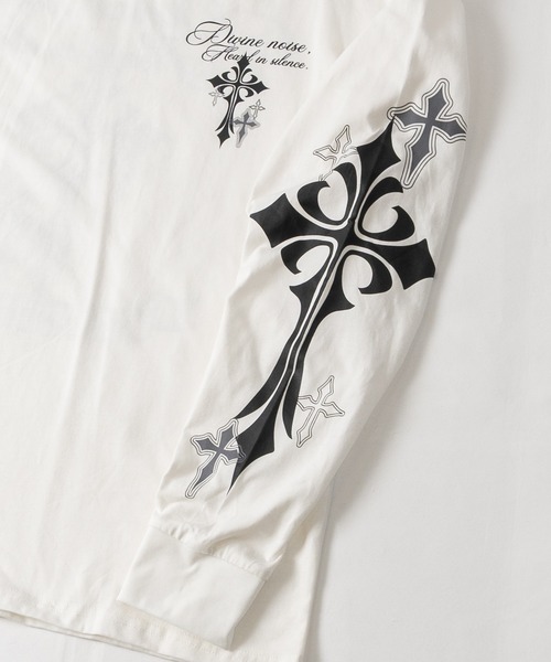 JOHN'S CLOSET(ジョンズクローゼット)の「【31】クロスプリント ロングスリーブTシャツ(Tシャツ/カットソー・メンズ・ブラック/ホワイト/ブラック系その他・MEDIUM/LARGE)」の8枚目の写真