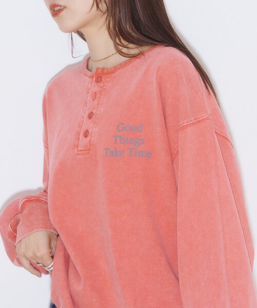 CIAOPANIC TYPY(チャオパニックティピー)の「パウダー加工ヘンリーロンTEE(Tシャツ/カットソー・レディース・ブラック/ベージュ/レッド・LARGE/MEDIUM)」の6枚目の写真