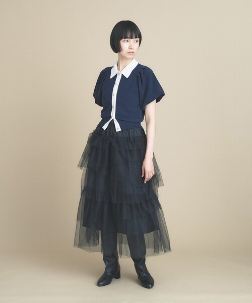 cloenc(クロエンス)の「【手洗い可】バイカラーポロニット(ニット/セーター・レディース・ブラウン系その他5/ライトグリーン系/ネイビー系4・02)」の5枚目の写真