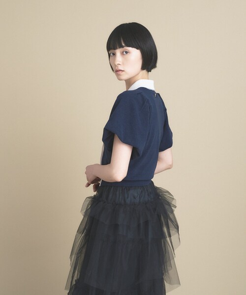cloenc(クロエンス)の「【手洗い可】バイカラーポロニット(ニット/セーター・レディース・ブラウン系その他5/ライトグリーン系/ネイビー系4・02)」の7枚目の写真