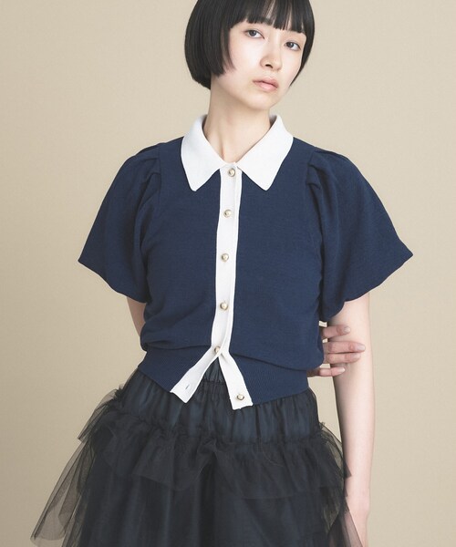 cloenc(クロエンス)の「【手洗い可】バイカラーポロニット(ニット/セーター・レディース・ブラウン系その他5/ライトグリーン系/ネイビー系4・02)」の9枚目の写真