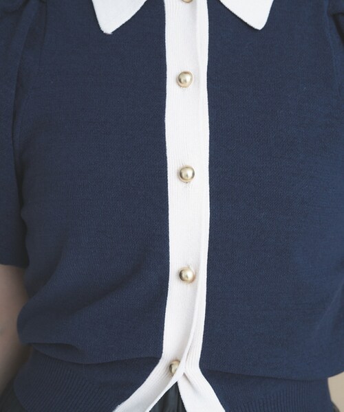 cloenc(クロエンス)の「【手洗い可】バイカラーポロニット(ニット/セーター・レディース・ブラウン系その他5/ライトグリーン系/ネイビー系4・02)」の10枚目の写真