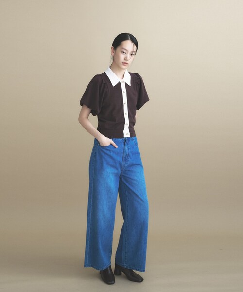 cloenc(クロエンス)の「【手洗い可】バイカラーポロニット(ニット/セーター・レディース・ブラウン系その他5/ライトグリーン系/ネイビー系4・02)」の19枚目の写真