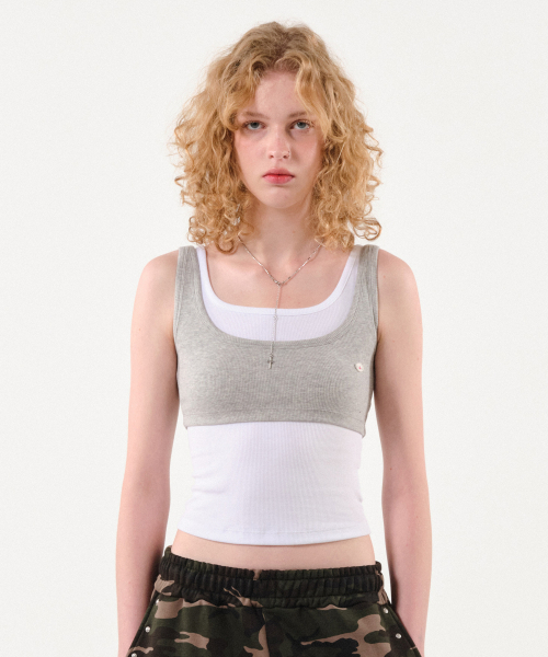 FOR THE WEATHER(フォーザウェザー)の「クロップリブタンクトップ(メランジグレー)(Tシャツ/カットソー・レディース・その他・FREE)」の1枚目の写真