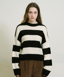 Wool Color Scheme Striped Knit (Black)