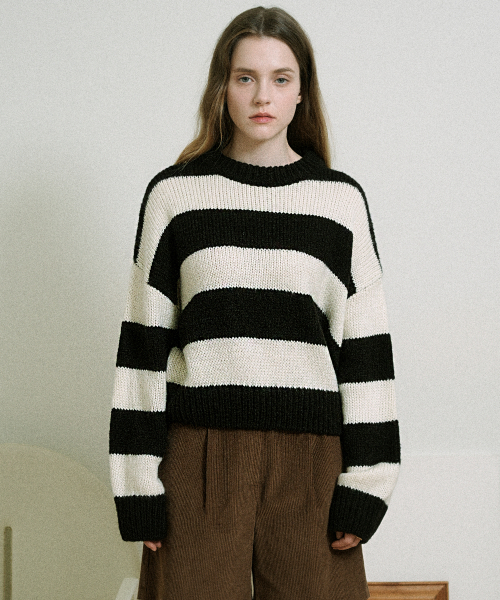 VLETI（ブレッティ）の「Wool Color Scheme Striped Knit (Black)（ニット/セーター・レディース・ブラック・FREE）」の2枚目の写真