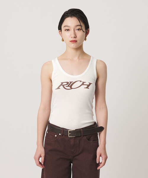 ER(イーアール)の「<ER>RICH グラフィック リブ タンクトップ(Tシャツ/カットソー・レディース・ホワイト・FREE)」の5枚目の写真