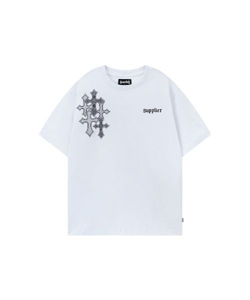 SUPPLIER(サプライヤー)の「Tシャツ|Multiple Cross Rhinestone Tee|SUPPLIER(Tシャツ/カットソー・メンズ・ブラック/ホワイト・SMALL/MEDIUM/LARGE/X-LARGE)」の1枚目の写真