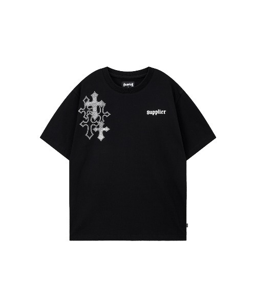 SUPPLIER(サプライヤー)の「Tシャツ|Multiple Cross Rhinestone Tee|SUPPLIER(Tシャツ/カットソー・メンズ・ブラック/ホワイト・SMALL/MEDIUM/LARGE/X-LARGE)」の2枚目の写真