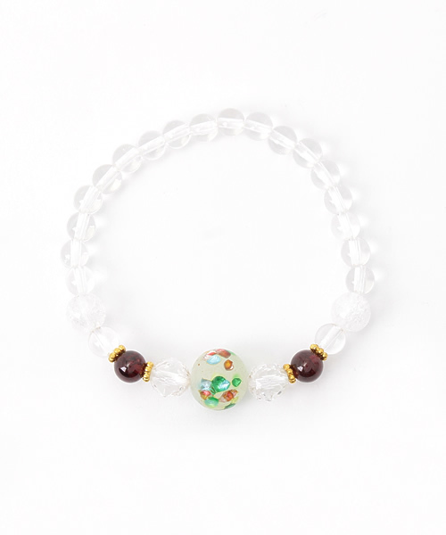 ぽち様クォーツinクォーツ ⑥ ブレスレット （岩座】蛍玉×水晶  