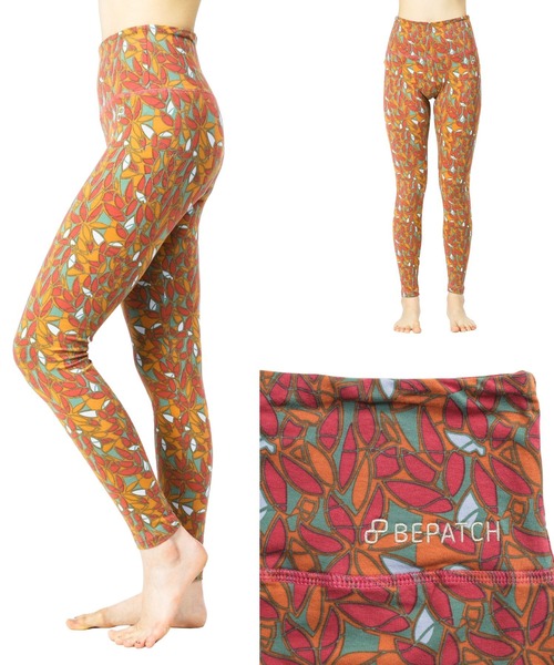 OLD BETTY'S(オールドベティーズ)の「BEPATCH ヨガパンツ (ハイウエスト柄)(レギンス/スパッツ・レディース・ターコイズブルー/カーキ・FREE)」の1枚目の写真
