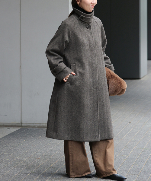 JOURNAL STANDARD relume（ジャーナルスタンダード　レリューム）の「尾州ウールスーパー100ステンカラーコート（ステンカラーコート・レディース・チャコールグレー/ブラウン・38/36）」の8枚目の写真