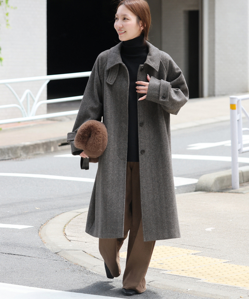JOURNAL STANDARD relume（ジャーナルスタンダード　レリューム）の「尾州ウールスーパー100ステンカラーコート（ステンカラーコート・レディース・チャコールグレー/ブラウン・38/36）」の9枚目の写真