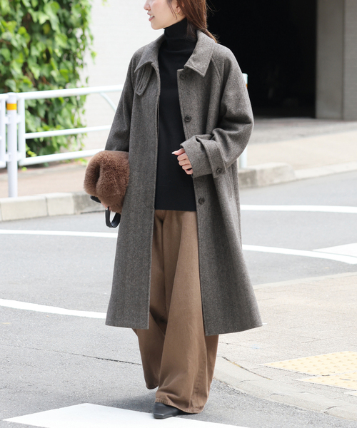 JOURNAL STANDARD relume（ジャーナルスタンダード　レリューム）の「尾州ウールスーパー100ステンカラーコート（ステンカラーコート・レディース・チャコールグレー/ブラウン・38/36）」の10枚目の写真