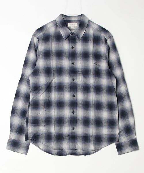 Calvin Klein（カルバン・クライン）の「シャツ - プレイドフランネルロングスリーブクラシックシャツ（シャツ/ブラウス・メンズ・ブラック/ネイビー・S/M/L/XL）」の12枚目の写真
