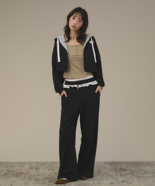 apres jour mignon(アプレジュールミニョン)の「【SETUP着用可能】レース付きスウェットパンツ(スウェットパンツ・レディース・杢グレー/ブラック/ブラウン系その他・MEDIUM/LARGE/SMALL)」の20枚目の写真