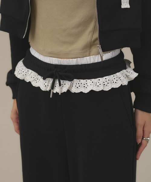 apres jour mignon(アプレジュールミニョン)の「【SETUP着用可能】レース付きスウェットパンツ(スウェットパンツ・レディース・杢グレー/ブラック/ブラウン系その他・MEDIUM/LARGE/SMALL)」の15枚目の写真