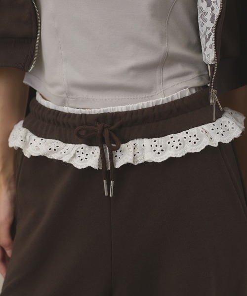 apres jour mignon(アプレジュールミニョン)の「【SETUP着用可能】レース付きスウェットパンツ(スウェットパンツ・レディース・杢グレー/ブラック/ブラウン系その他・MEDIUM/LARGE/SMALL)」の7枚目の写真