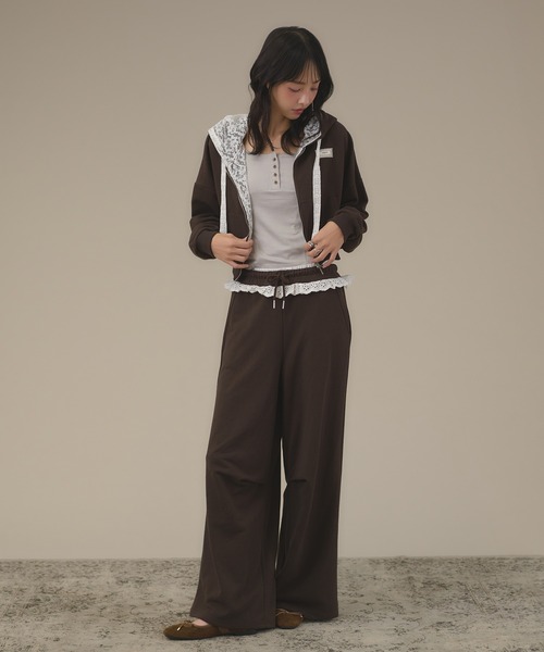 apres jour mignon(アプレジュールミニョン)の「【SETUP着用可能】レース付きスウェットパンツ(スウェットパンツ・レディース・杢グレー/ブラック/ブラウン系その他・MEDIUM/LARGE/SMALL)」の13枚目の写真