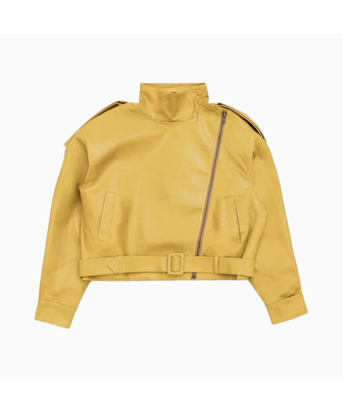 PROJECT WAVE(プロジェクトウェーブ)の「バックルレザージャケット(4色)(ライダースジャケット・レディース・Cream/Mustard/ダークグレー/ブラック・FREE)」の4枚目の写真