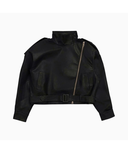 PROJECT WAVE(プロジェクトウェーブ)の「バックルレザージャケット(4色)(ライダースジャケット・レディース・Cream/Mustard/ダークグレー/ブラック・FREE)」の2枚目の写真