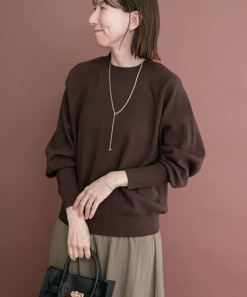 ITEMS URBANRESEARCH（アイテムズ アーバンリサーチ）の「ソフトタッチラグランニット（ニット/セーター・レディース・ブラウン/レッド/ネイビー/ベージュ・FREE）」の6枚目の写真