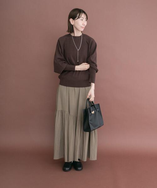 ITEMS URBANRESEARCH（アイテムズ アーバンリサーチ）の「ソフトタッチラグランニット（ニット/セーター・レディース・ブラウン/レッド/ネイビー/ベージュ・FREE）」の8枚目の写真