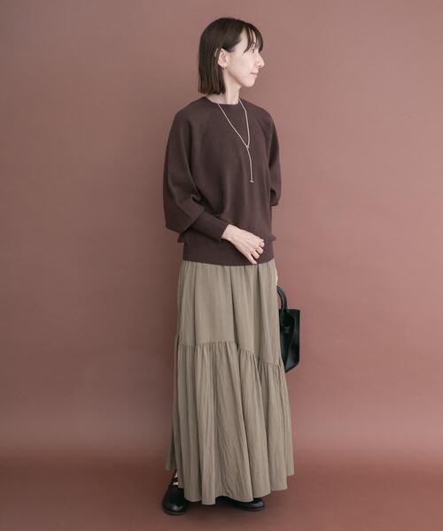 ITEMS URBANRESEARCH（アイテムズ アーバンリサーチ）の「ソフトタッチラグランニット（ニット/セーター・レディース・ブラウン/レッド/ネイビー/ベージュ・FREE）」の9枚目の写真