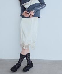 UKI UKI＊CODE A｜satin lace skirt