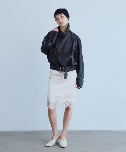CODE A(コードエー)の「UKI UKI*CODE A|satin lace skirt(スカート・レディース・ピンク/オフホワイト・36/34)」の10枚目の写真