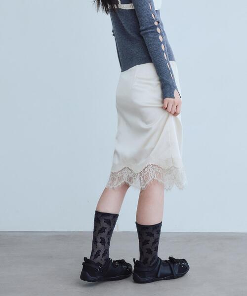 CODE A(コードエー)の「UKI UKI*CODE A|satin lace skirt(スカート・レディース・ピンク/オフホワイト・36/34)」の14枚目の写真